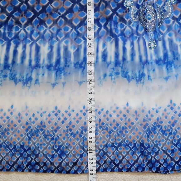 NWT Avenue Vienna Kaftan Kimono Size 22/24 Pullover Jeweled Tie Front Blue - Picture 9 of 12